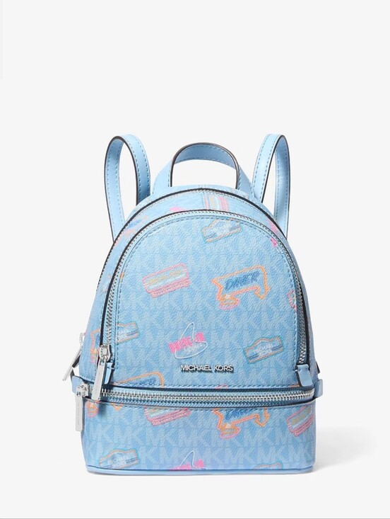 Michael Kors Handbags - Michael Kors NWT Extra Small Rhea Printed Signature Logo Backpack